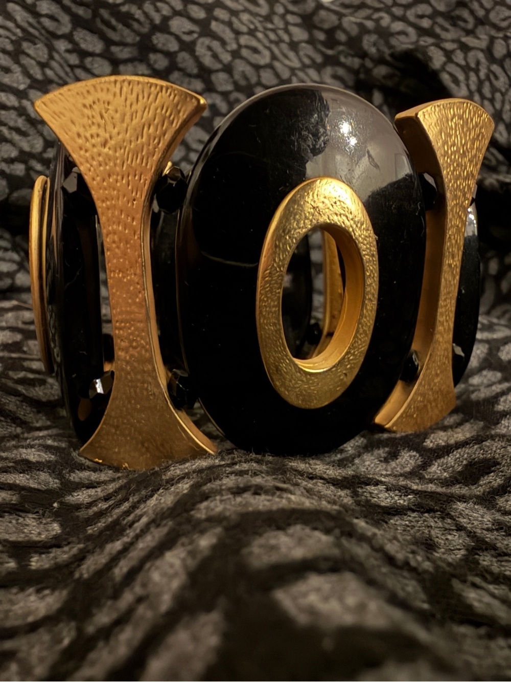 Chunky Black and Gold Bracelet - Picture 1 of 10